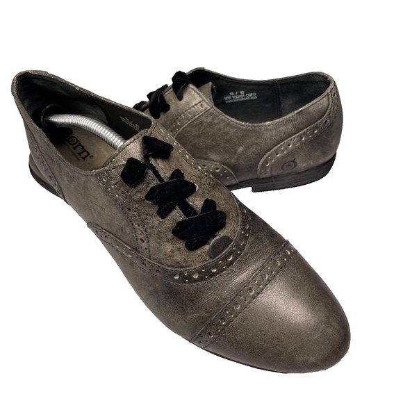 Born Women's Cap Toe Oxford Leather Wingtip Distressed Gray Shoes Size 10 - Picture 3 of 13